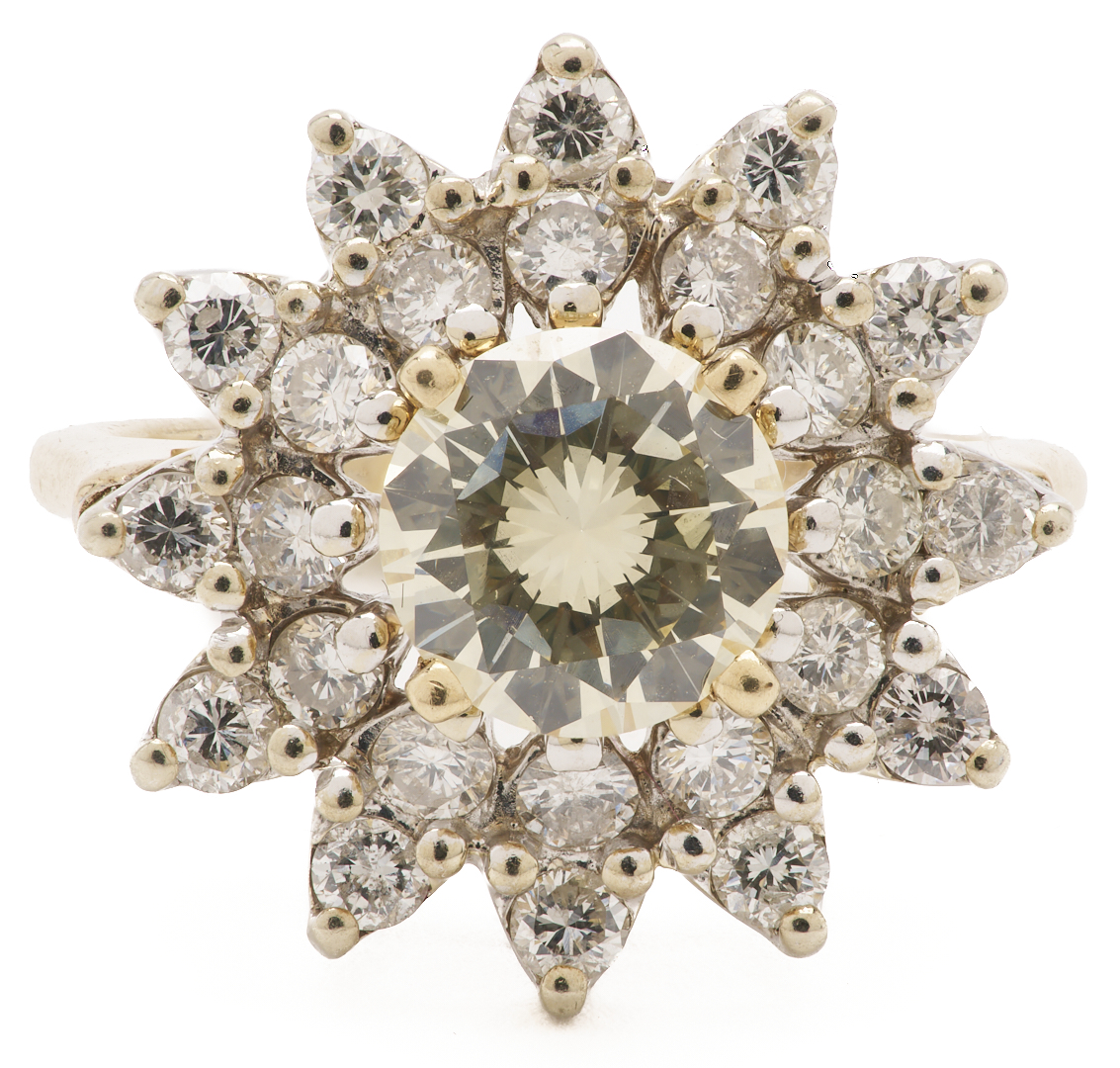 Lot 599: 14K Yellow Gold 1.5 Carat Diamond Cocktail Ring