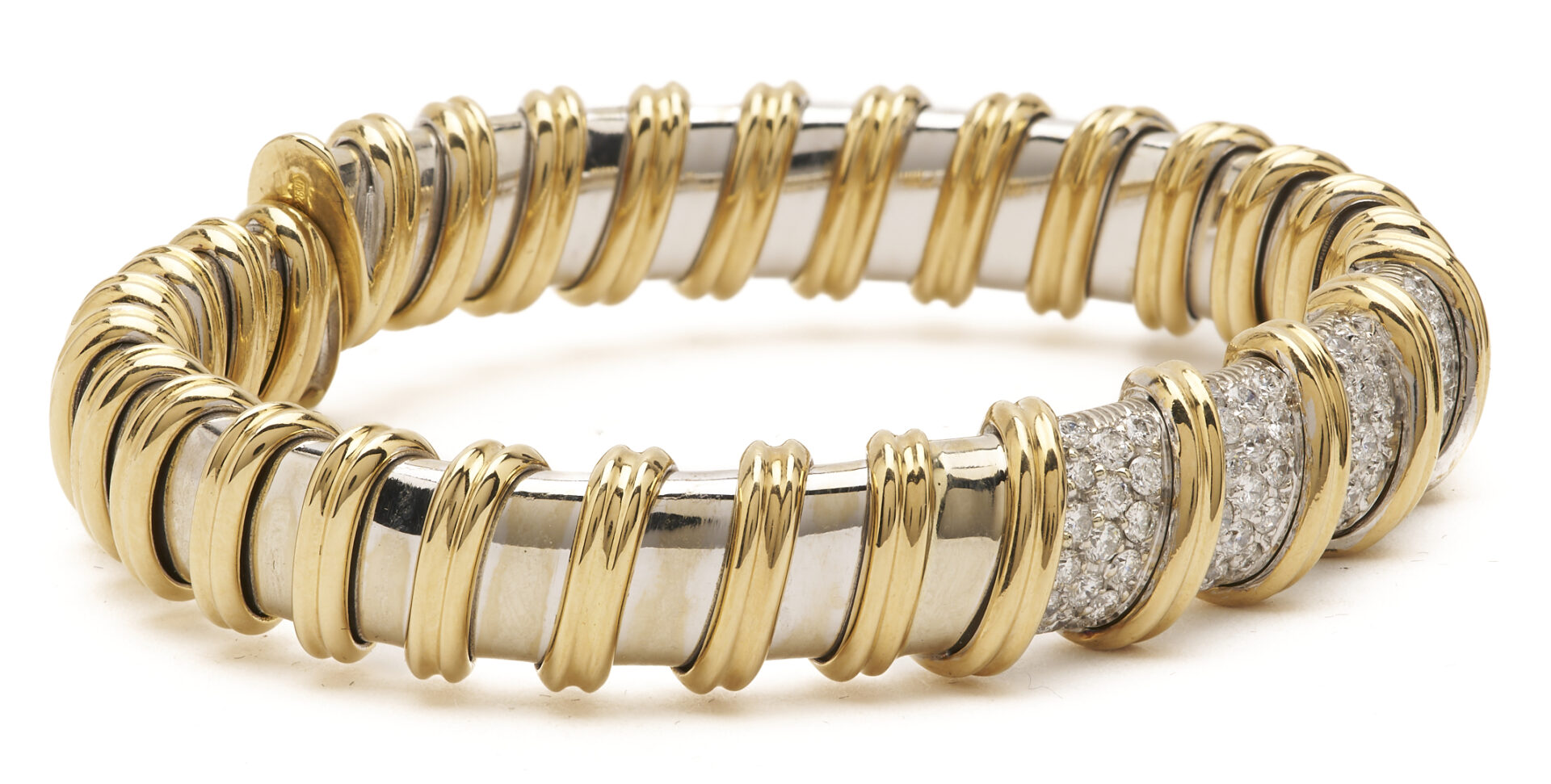 Lot 59: Roberto Coin 18K Gold & Diamond Bracelet