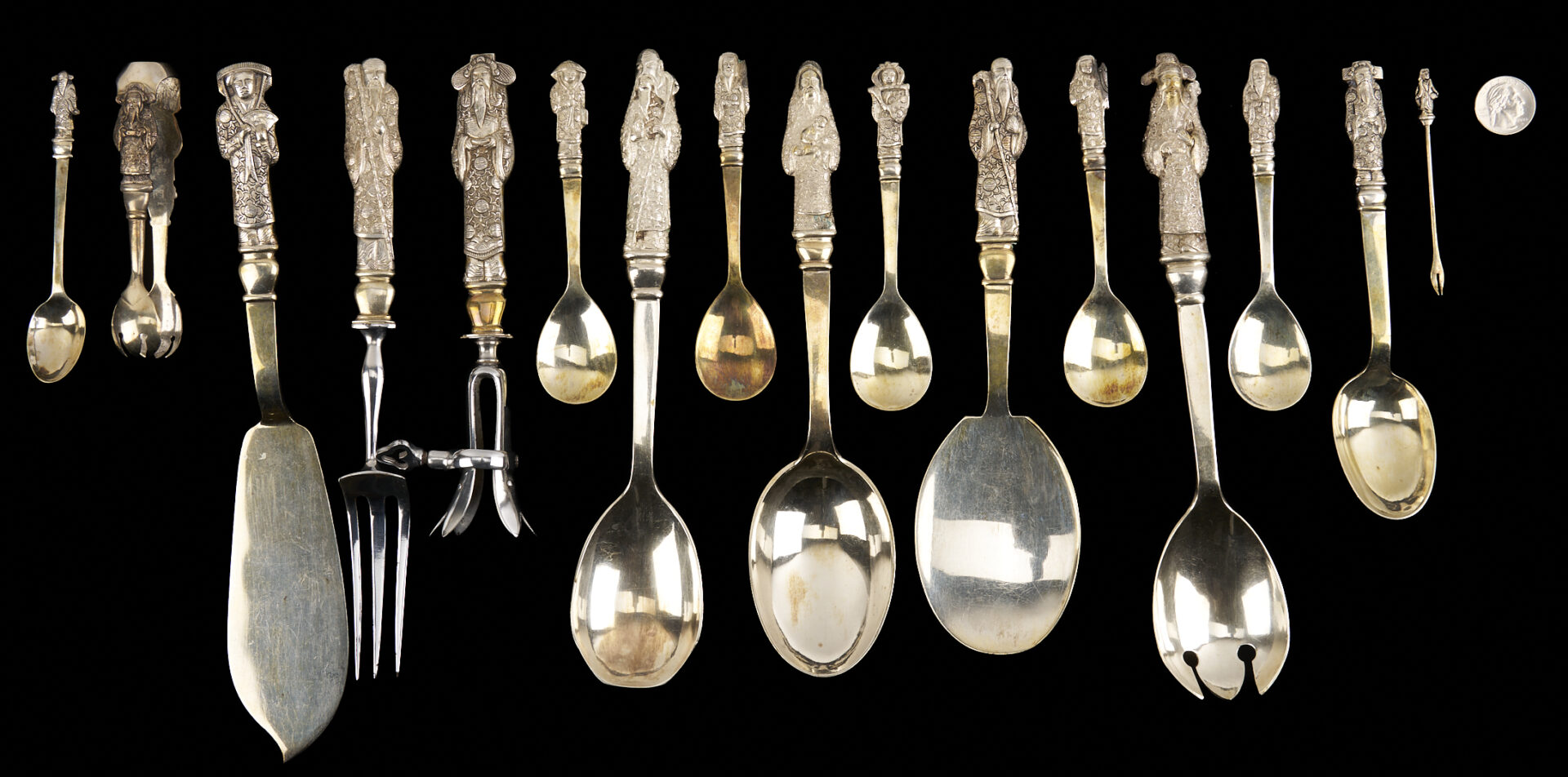 Lot 5: Chinese Export Figural Silver Flatware Set 228 pcs