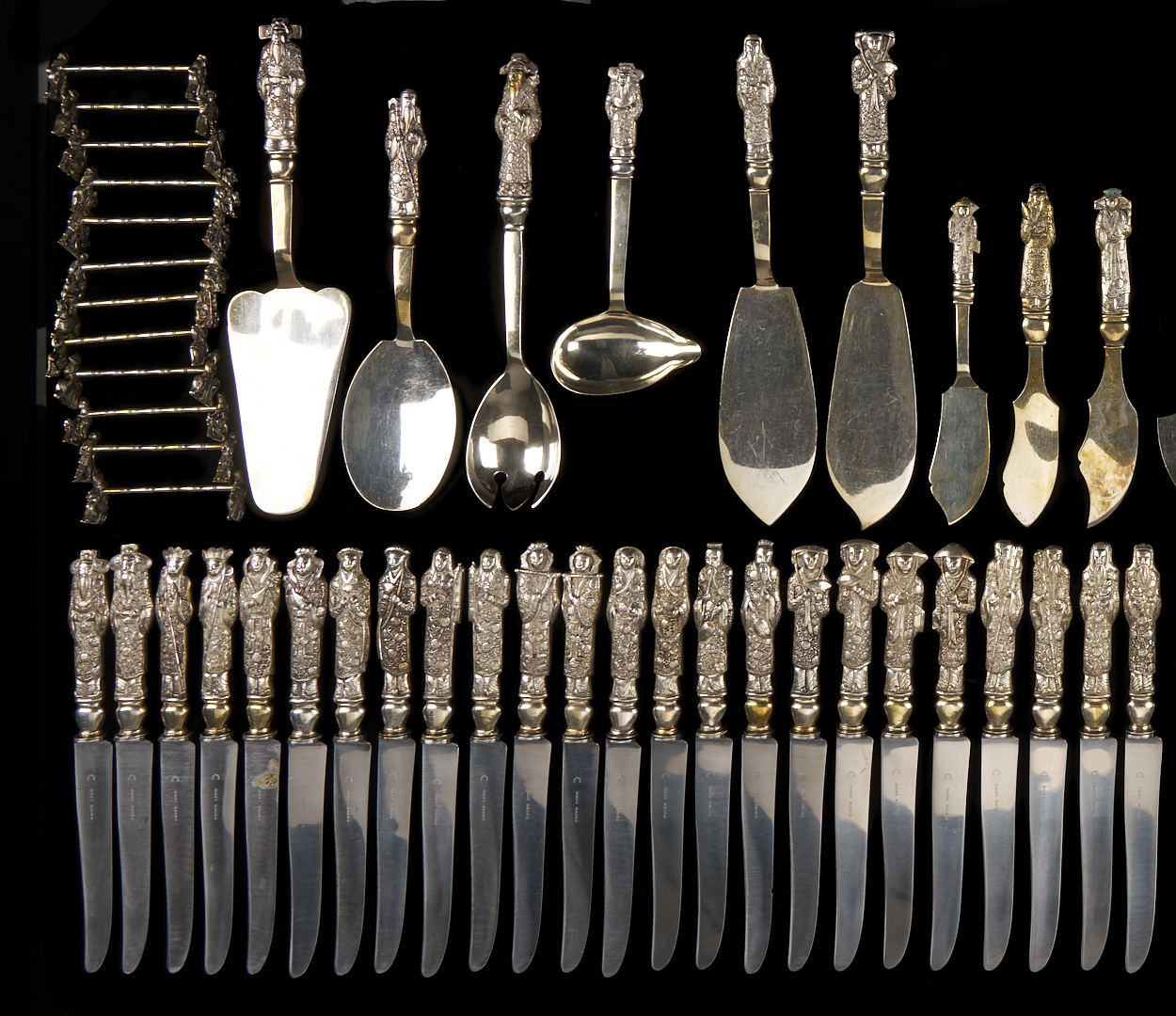Lot 5: Chinese Export Figural Silver Flatware Set 228 pcs