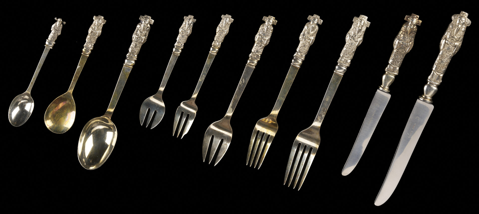 Lot 5: Chinese Export Figural Silver Flatware Set 228 pcs