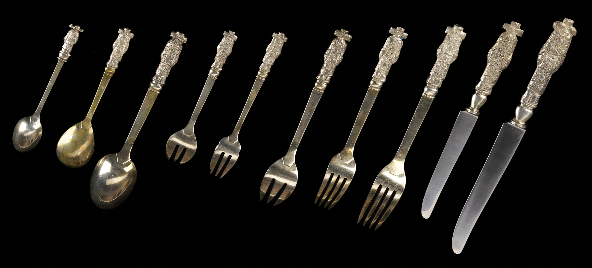 Lot 5: Chinese Export Figural Silver Flatware Set 228 pcs