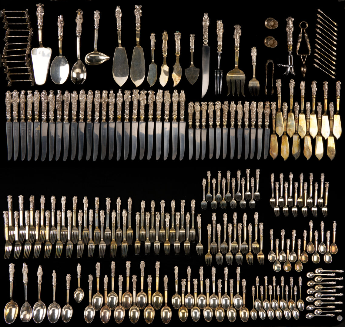 Lot 5: Chinese Export Figural Silver Flatware Set 228 pcs