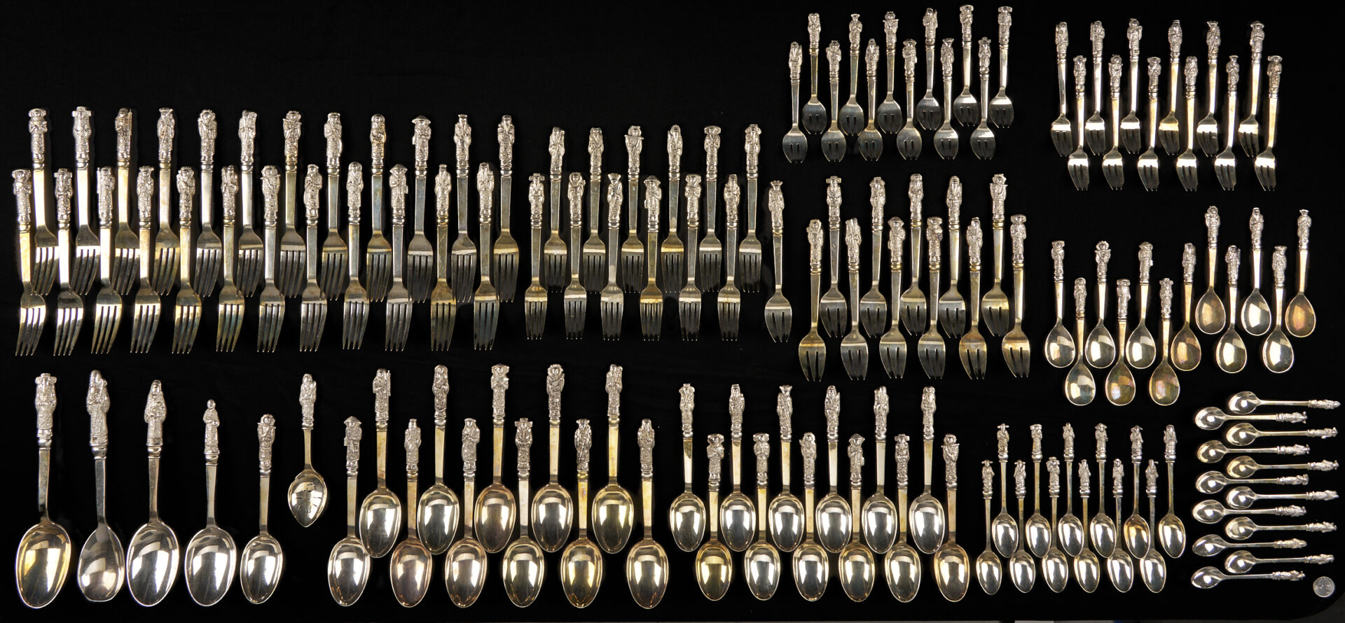 Lot 5: Chinese Export Figural Silver Flatware Set 228 pcs