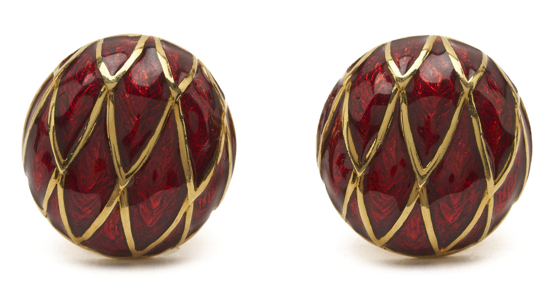 Lot 600: David Webb 18K Gold & Red Enamel Earrings
