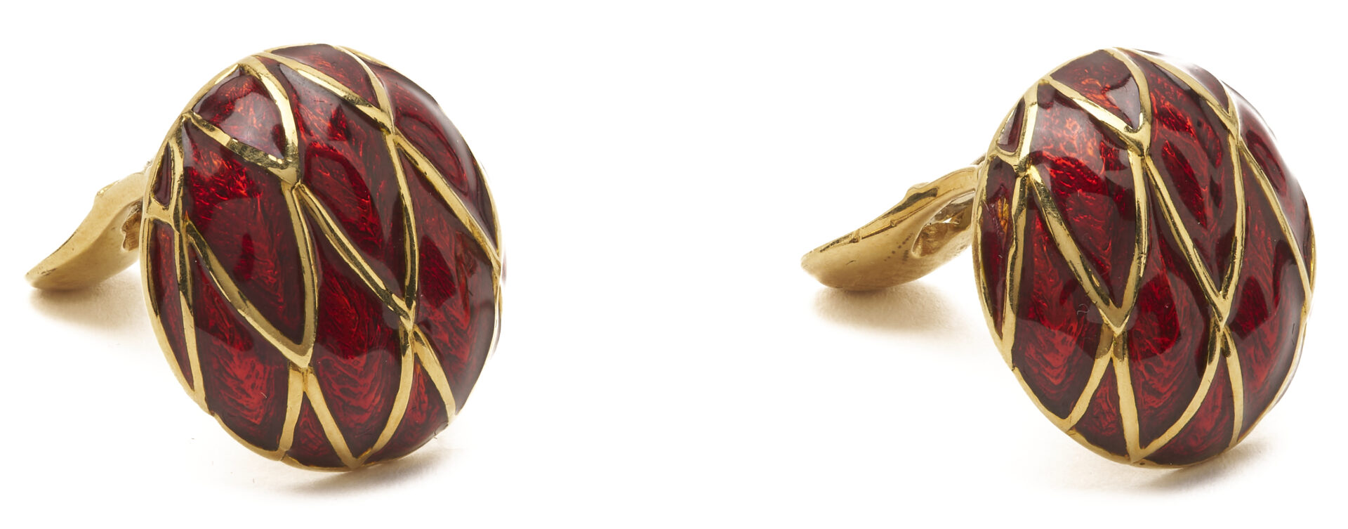 Lot 600: David Webb 18K Gold & Red Enamel Earrings