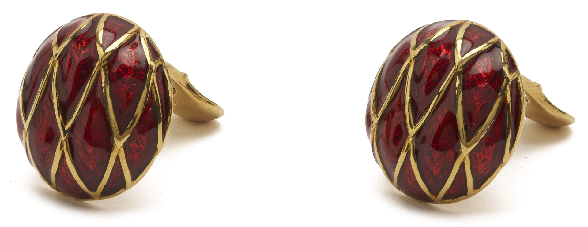 Lot 600: David Webb 18K Gold & Red Enamel Earrings