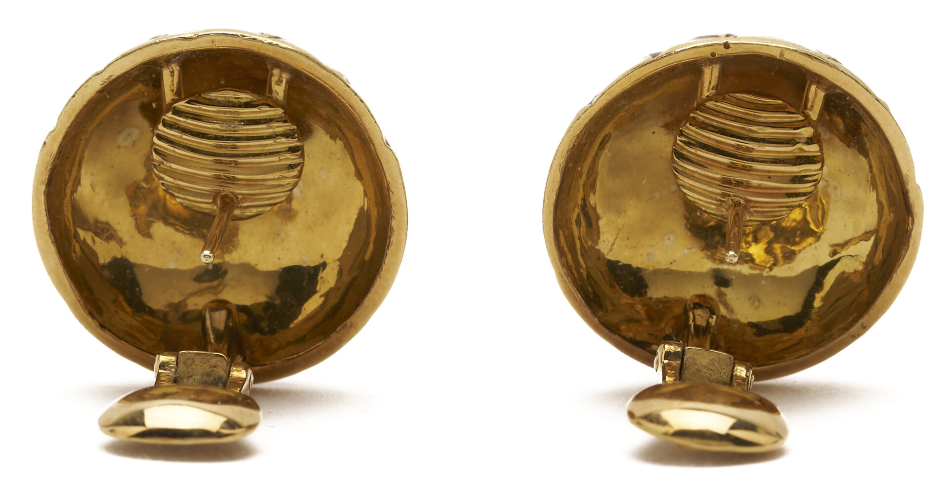 Lot 600: David Webb 18K Gold & Red Enamel Earrings