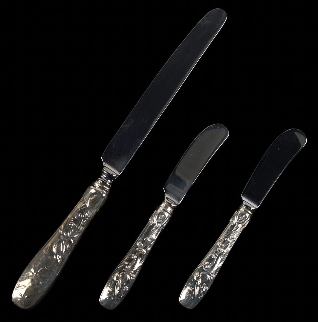 Lot 602: 30 Pcs Tiffany Audubon Pattern Sterling Flatware