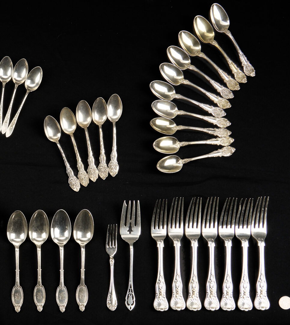 Lot 608: 56 Pcs Flatware Incl. Antique Sterling