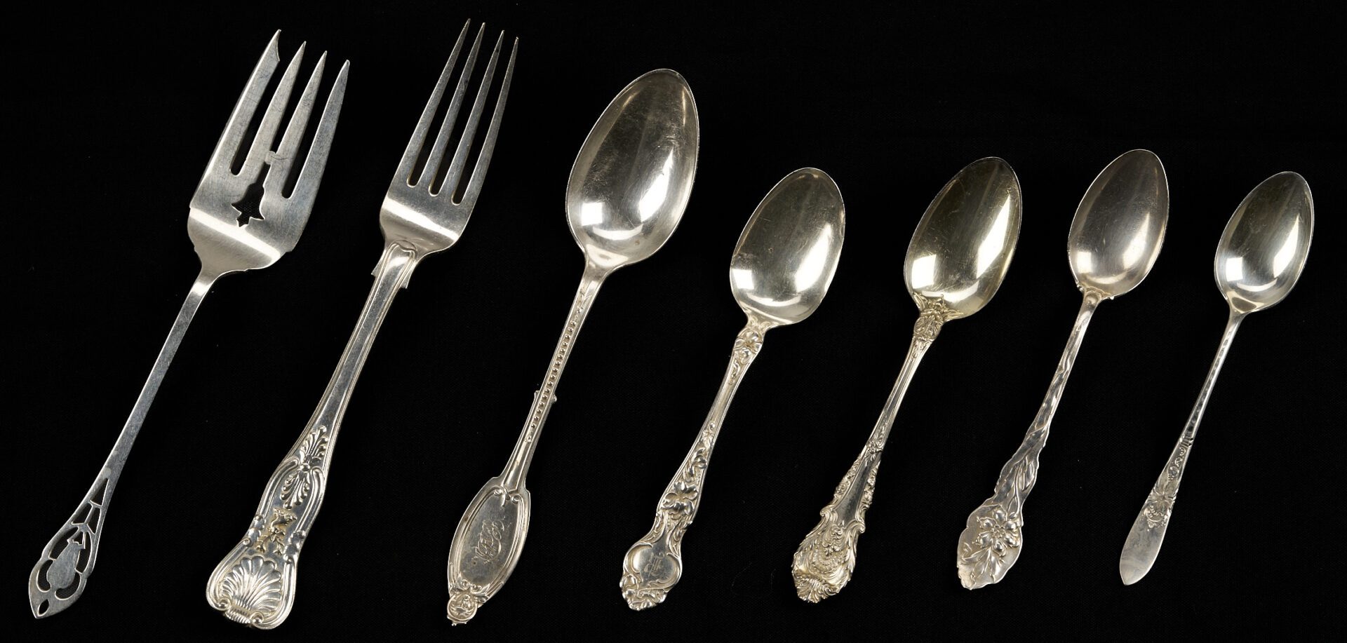Lot 608: 56 Pcs Flatware Incl. Antique Sterling