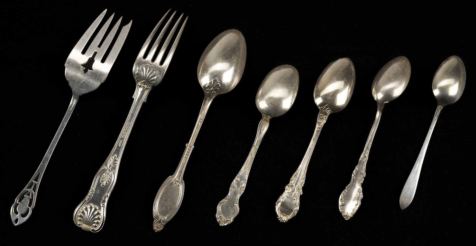 Lot 608: 56 Pcs Flatware Incl. Antique Sterling