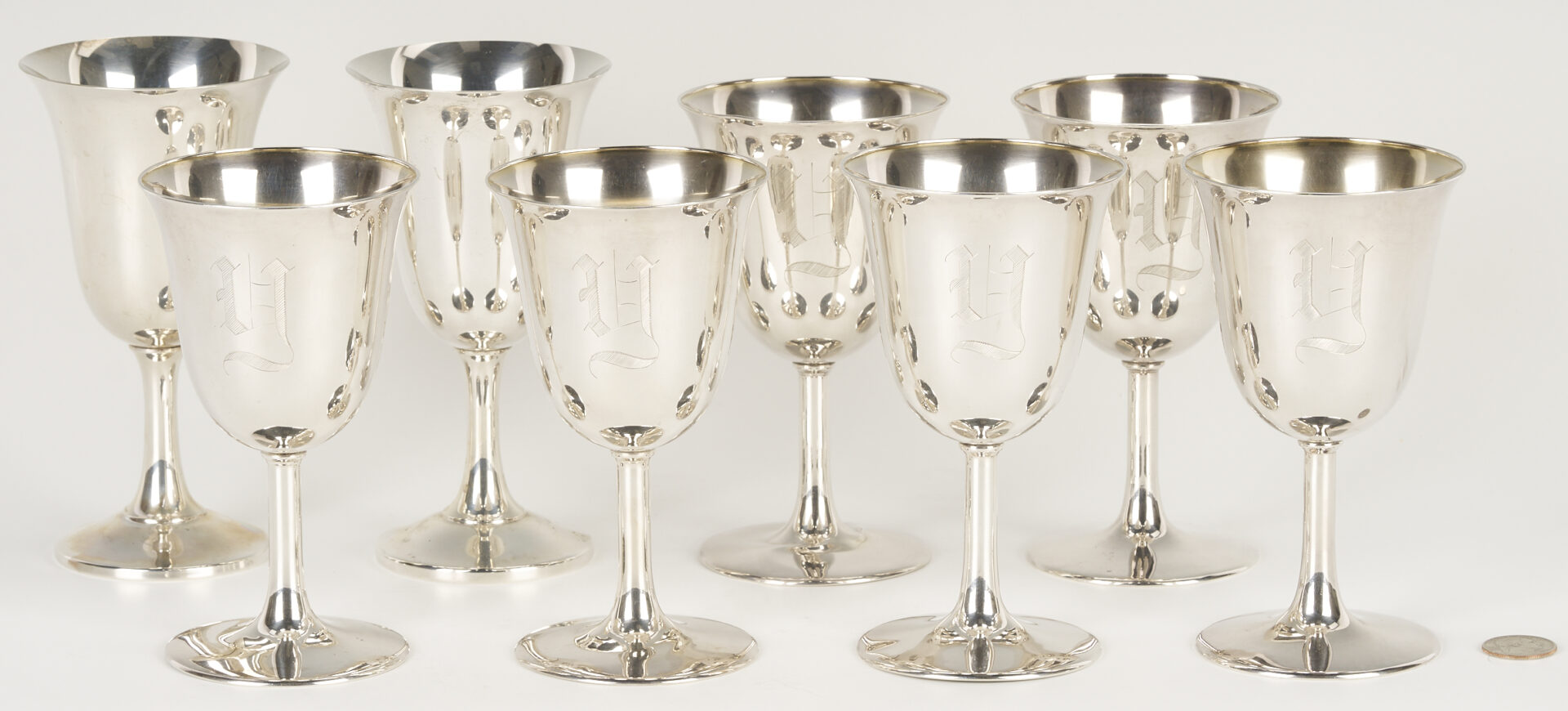 Lot 610: 8 Sterling Silver Goblets