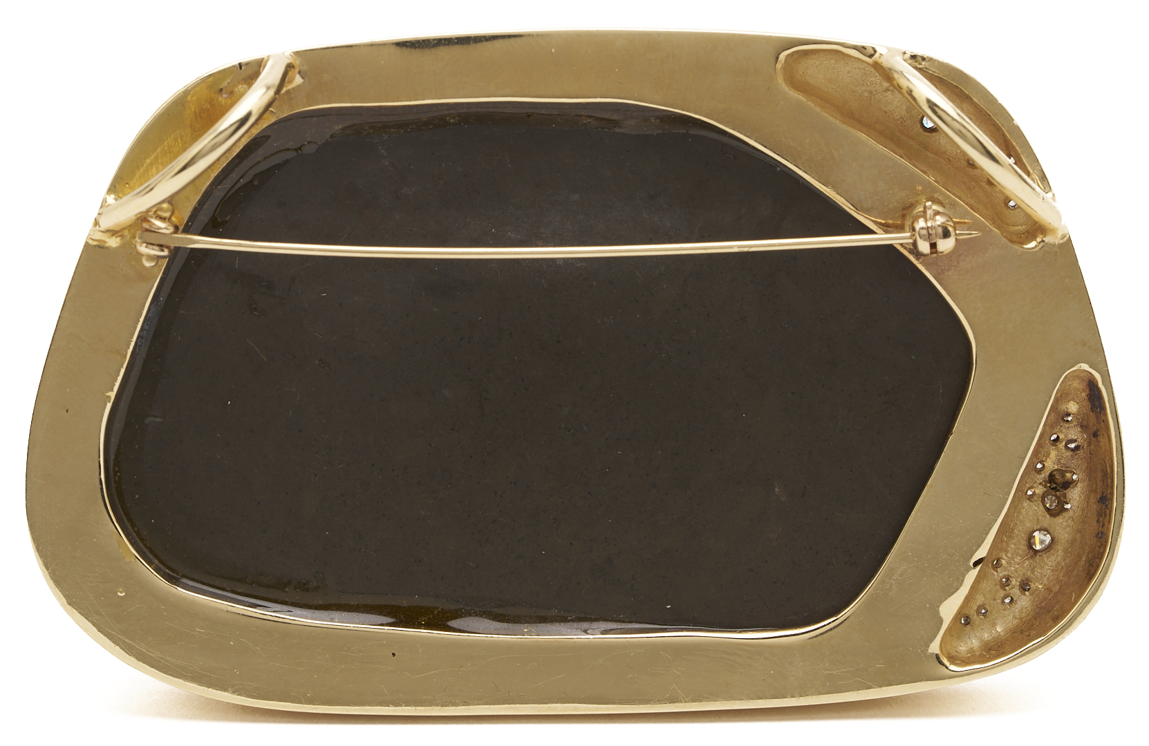 Lot 61: 14K Gold Pendant or Brooch w/ Large Ammolite Stone