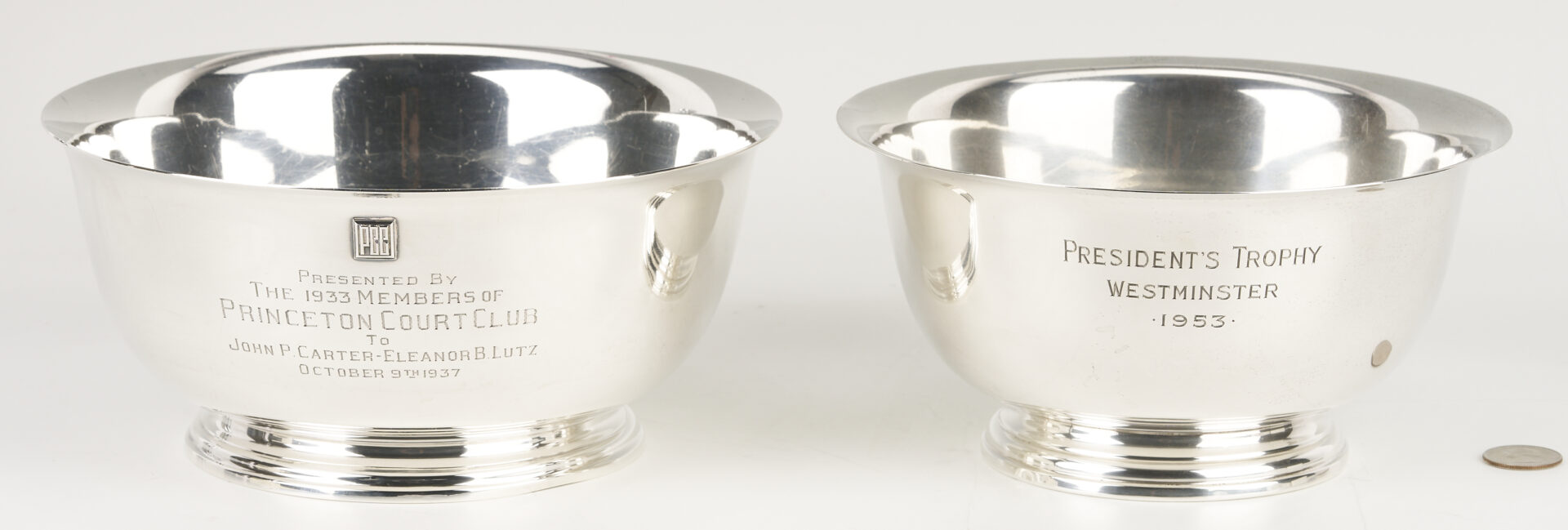 Lot 620: 2 Sterling Silver Presentation Bowls, Westminster & Princeton Court Club