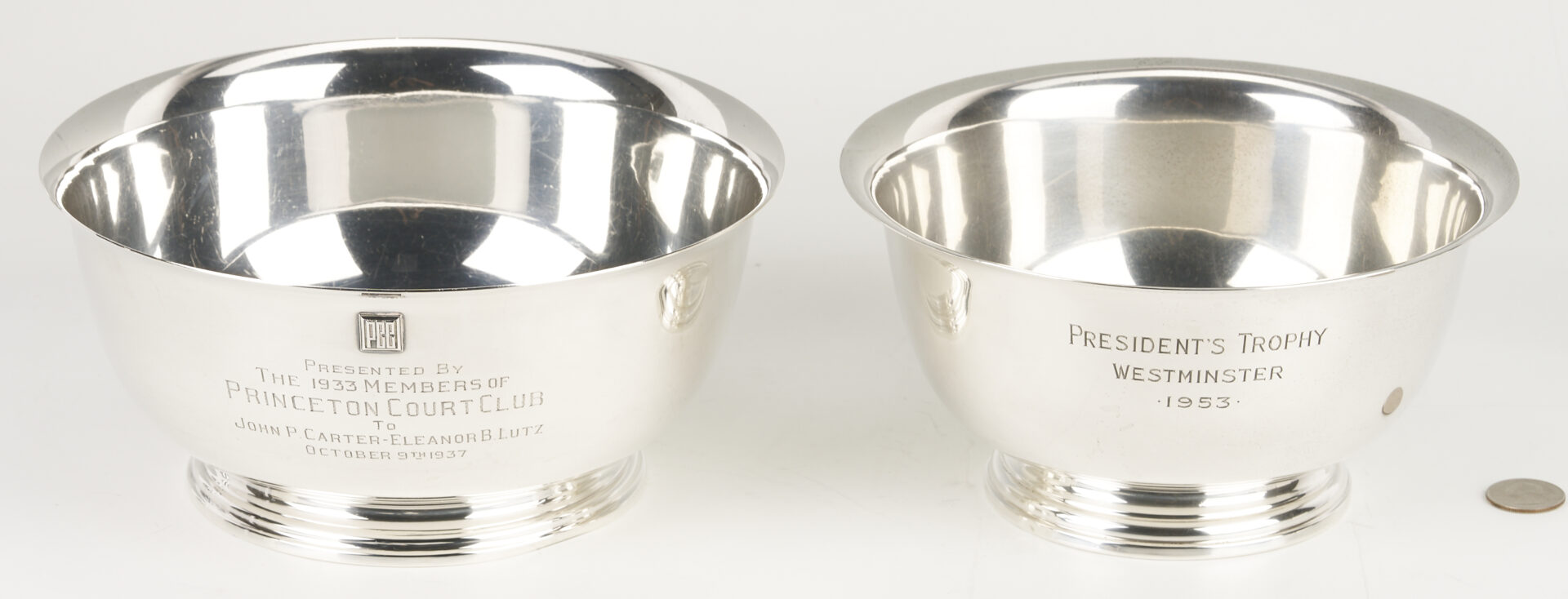 Lot 620: 2 Sterling Silver Presentation Bowls, Westminster & Princeton Court Club