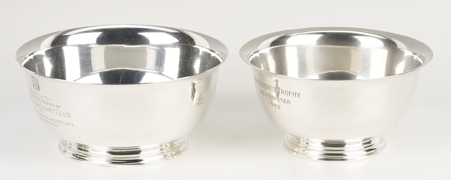 Lot 620: 2 Sterling Silver Presentation Bowls, Westminster & Princeton Court Club