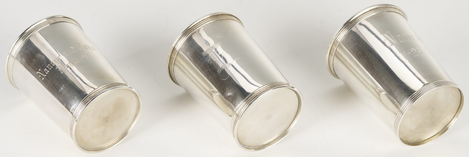 Lot 621: Assembled Set of 8 Sterling Juleps, Monogrammed