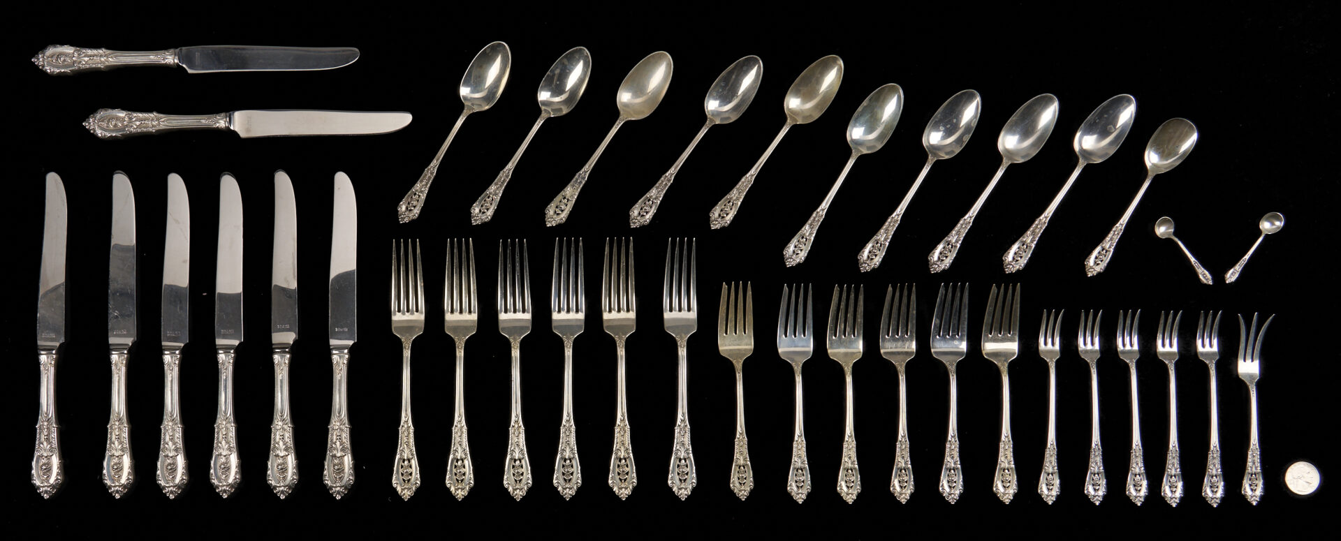Lot 622: 38 pcs Wallace Rosepoint Sterling Silver Flatware