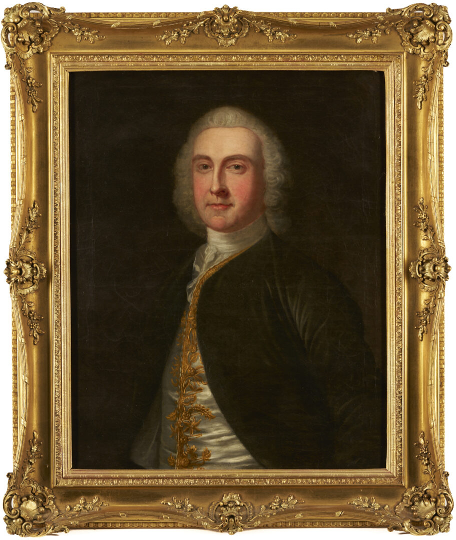Lot 625: O/C Portrait, Napier of Scotland, with Armorial Dish