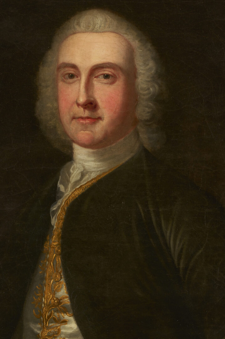 Lot 625: O/C Portrait, Napier of Scotland, with Armorial Dish