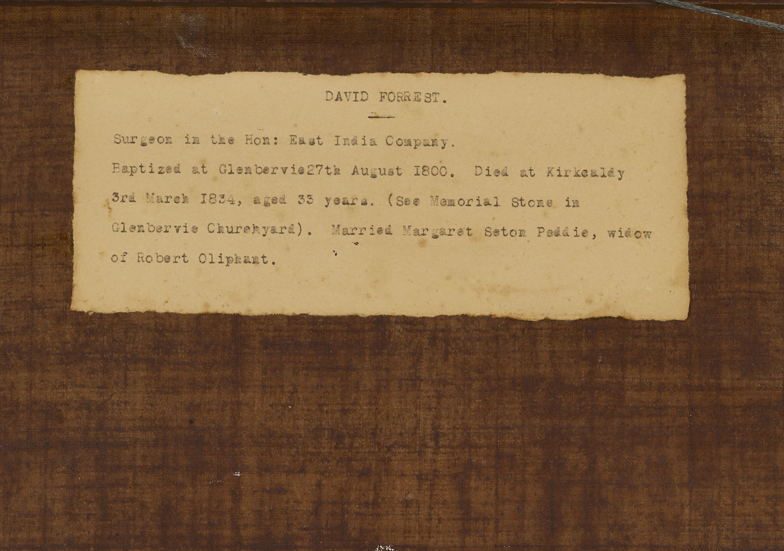 Lot 626: 19th C. Oil Portrait, poss. Dr. Forrest, East India Company