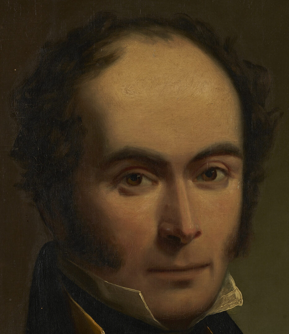 Lot 626: 19th C. Oil Portrait, poss. Dr. Forrest, East India Company