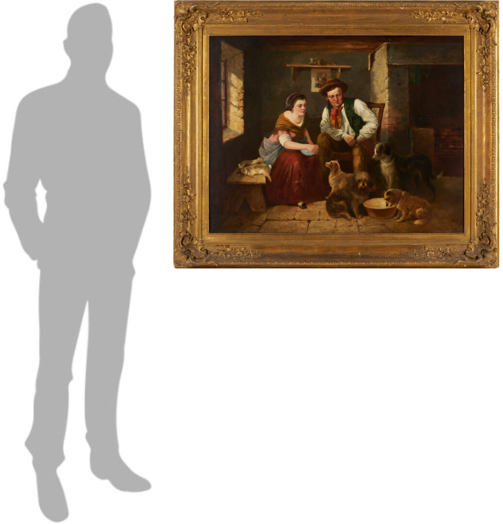 Lot 627: George Hepper English O/C Interior Genre Scene