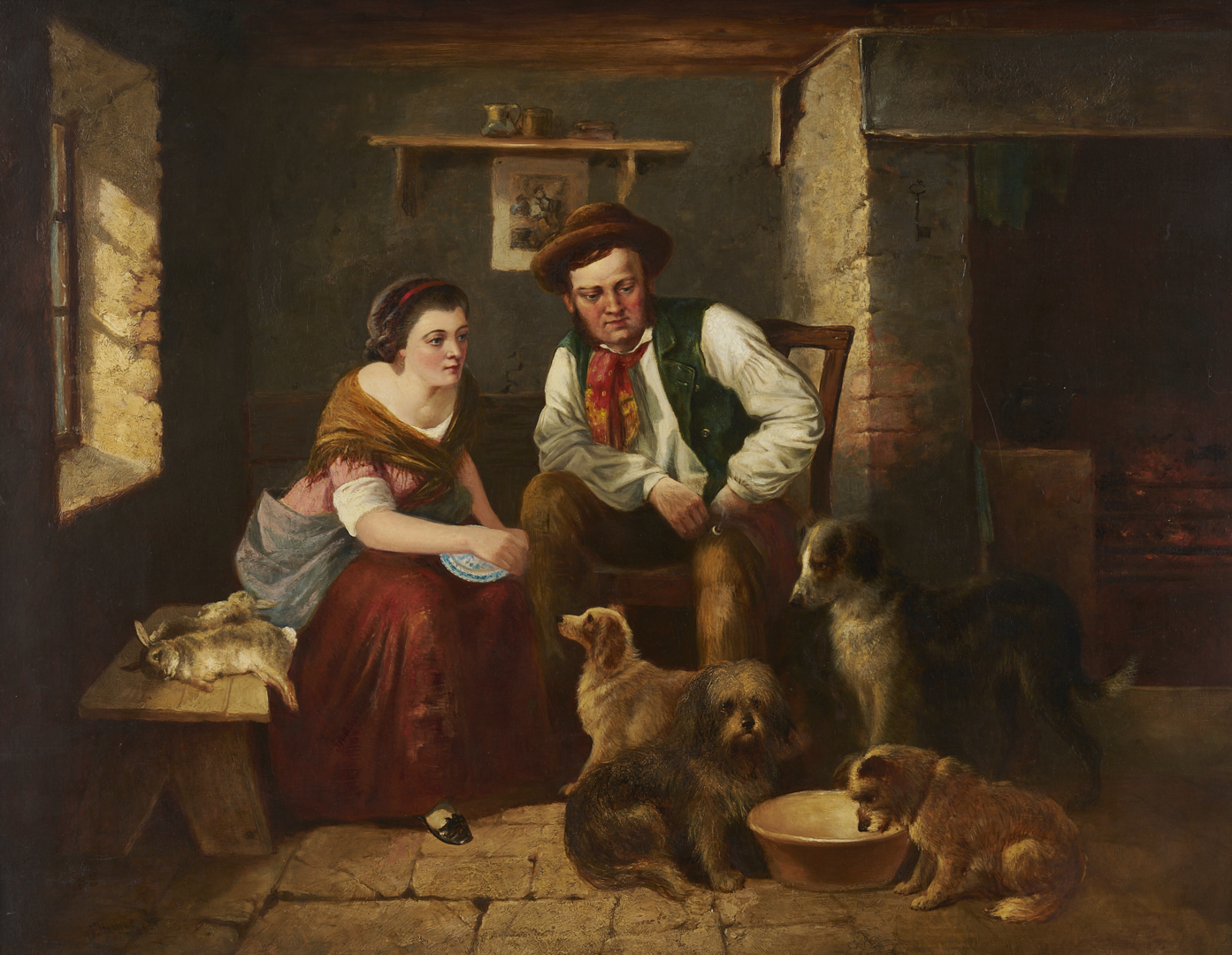 Lot 627: George Hepper English O/C Interior Genre Scene