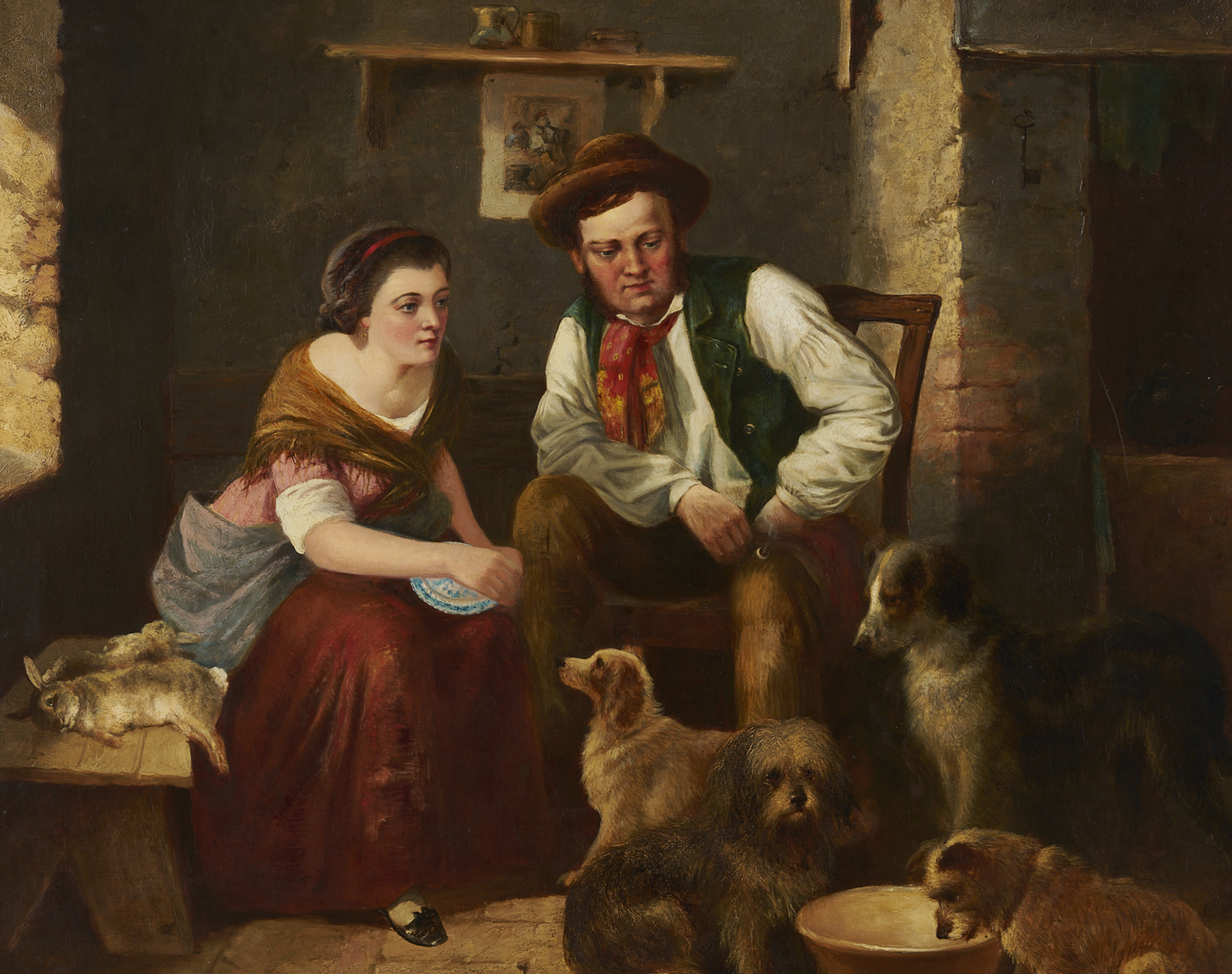 Lot 627: George Hepper English O/C Interior Genre Scene