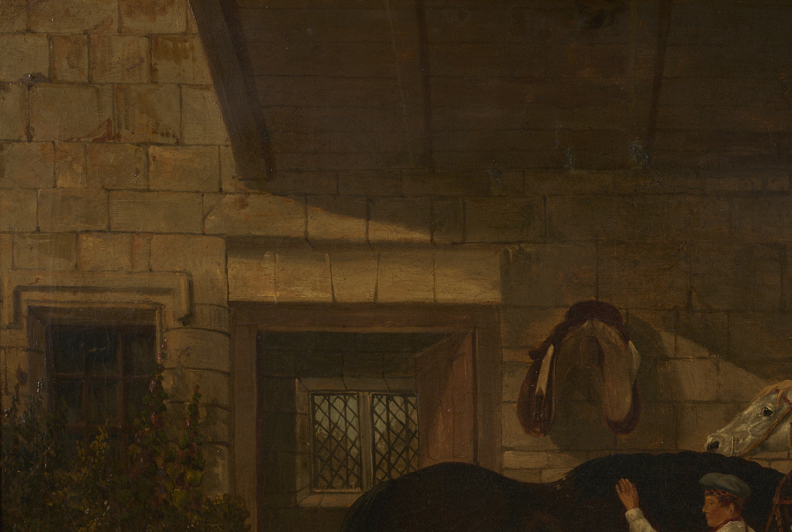 Lot 628: After John Frederick Herring Jr. O/C Painting, Horse Stable