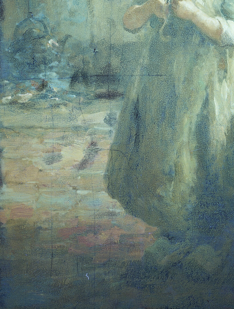 Lot 629: Evert Pieters Oil Painting, Peeling Potatoes