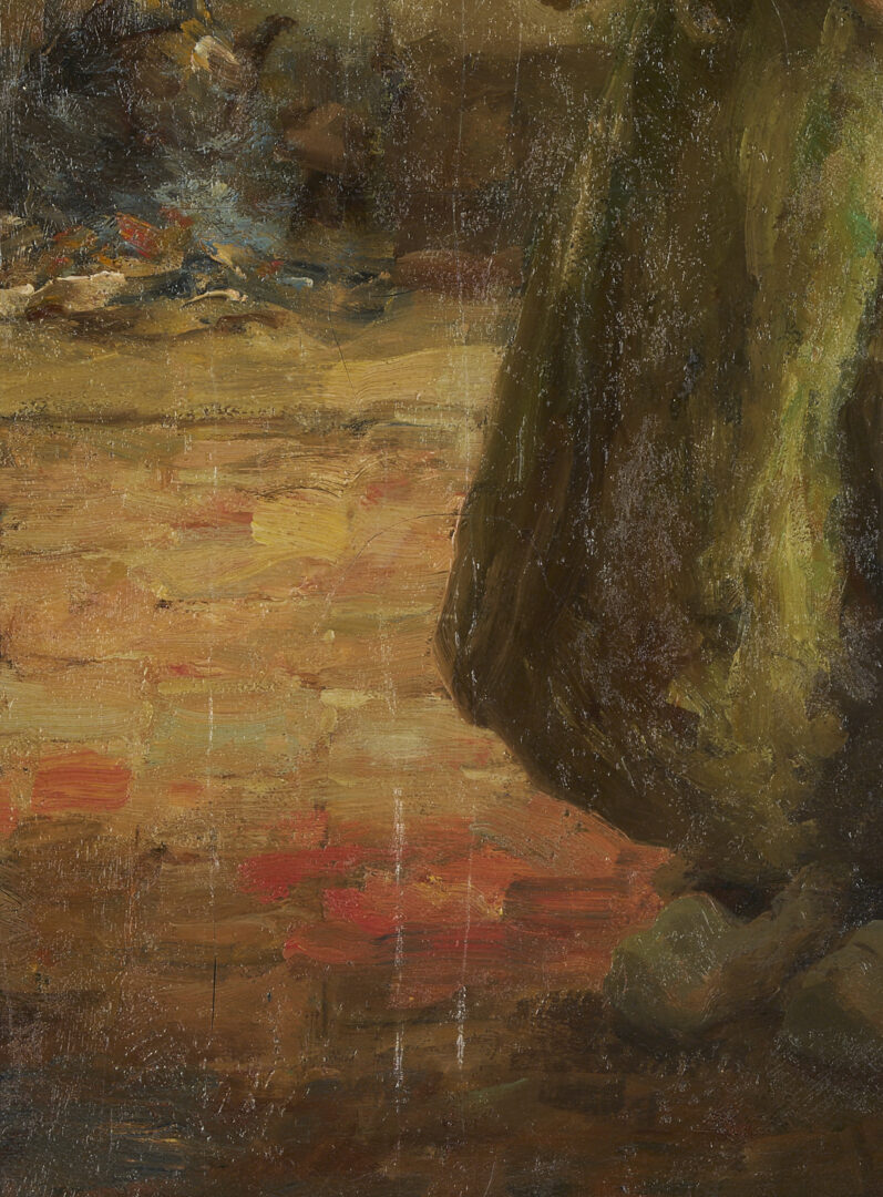 Lot 629: Evert Pieters Oil Painting, Peeling Potatoes