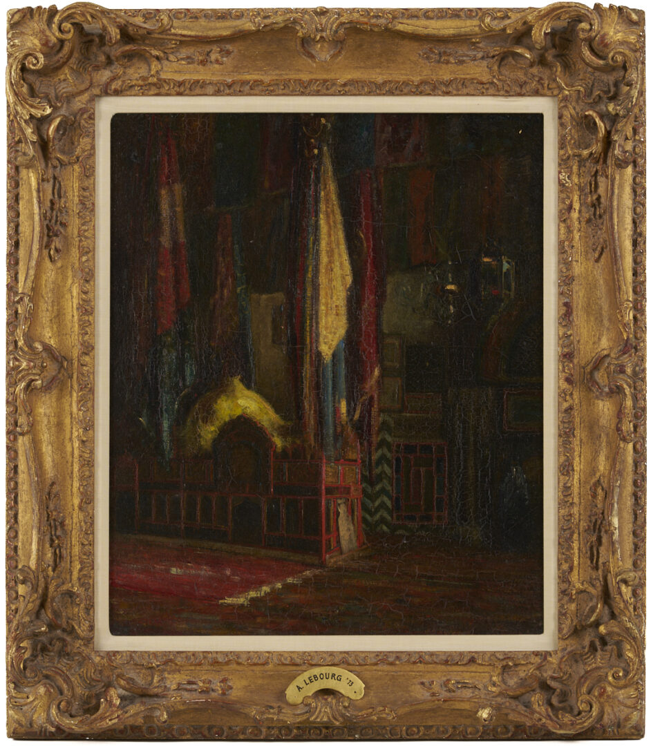 Lot 631: A. Lebourg O/C Painting, Mosque Interior