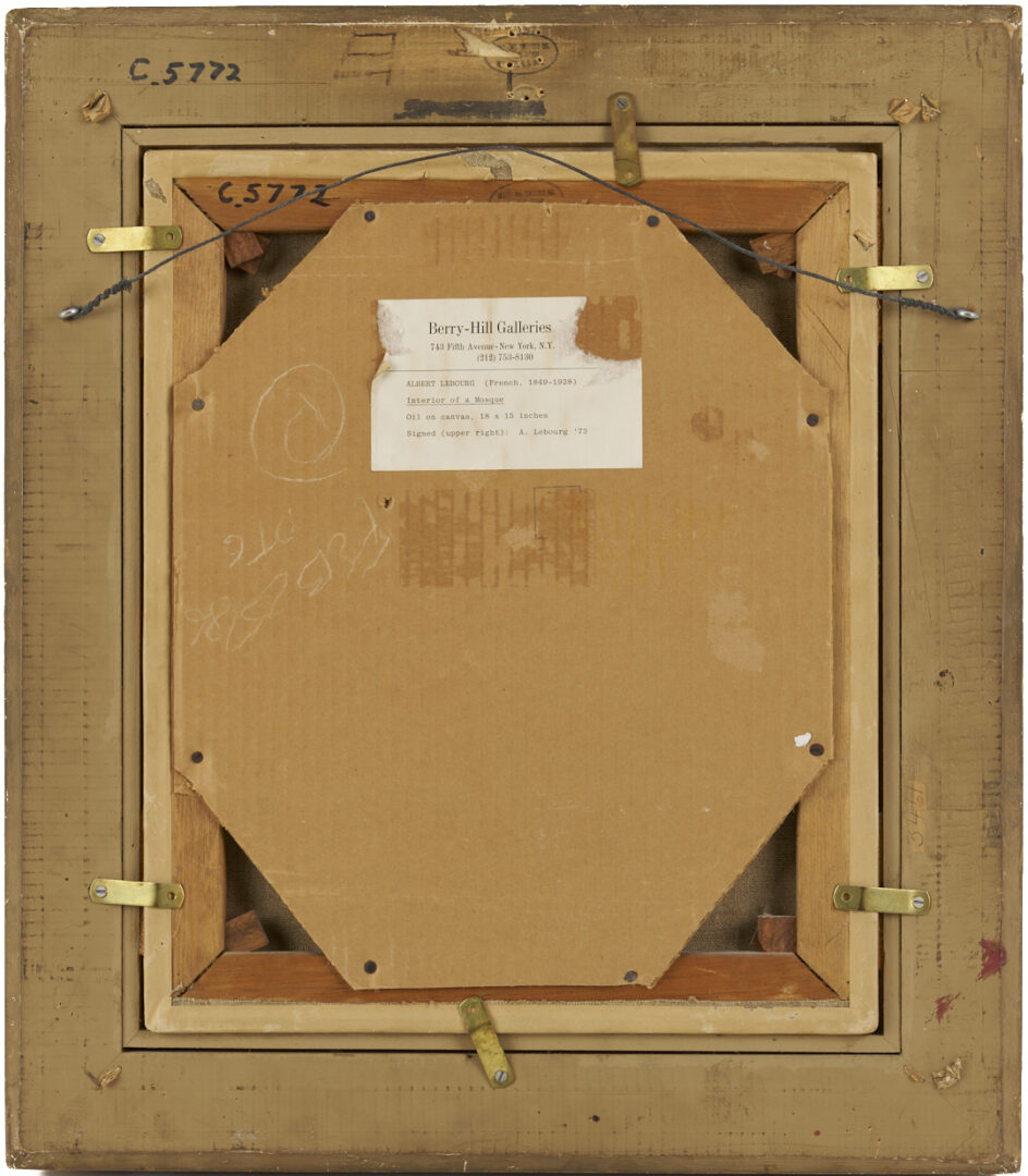 Lot 631: A. Lebourg O/C Painting, Mosque Interior