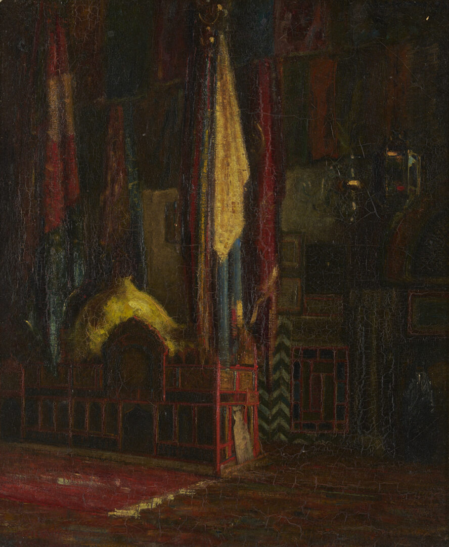 Lot 631: A. Lebourg O/C Painting, Mosque Interior