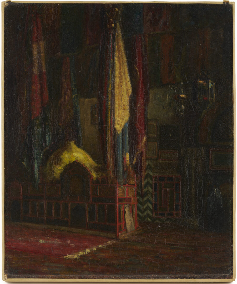 Lot 631: A. Lebourg O/C Painting, Mosque Interior