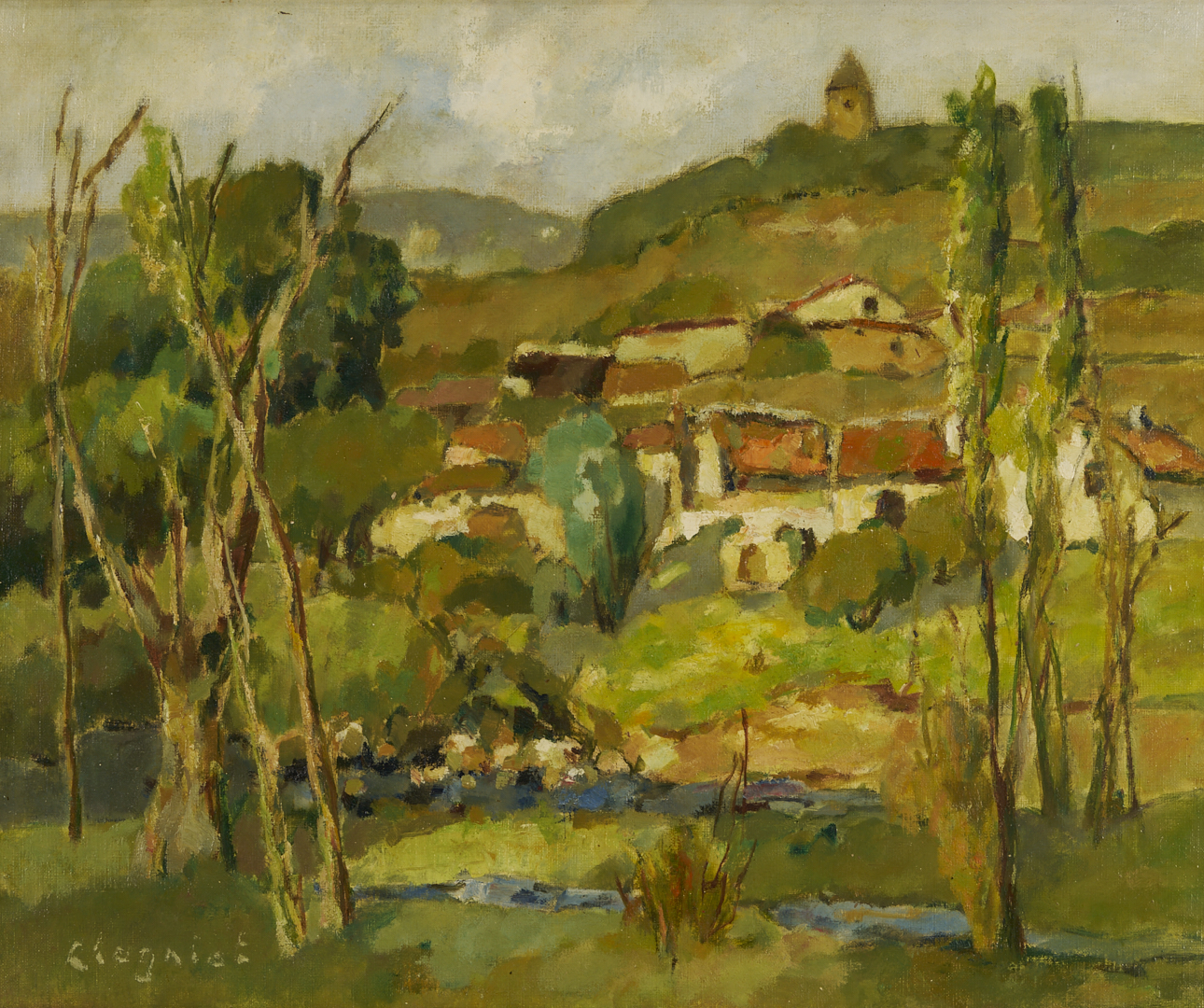 Lot 634: Alfred Chagniot O/C European Landscape