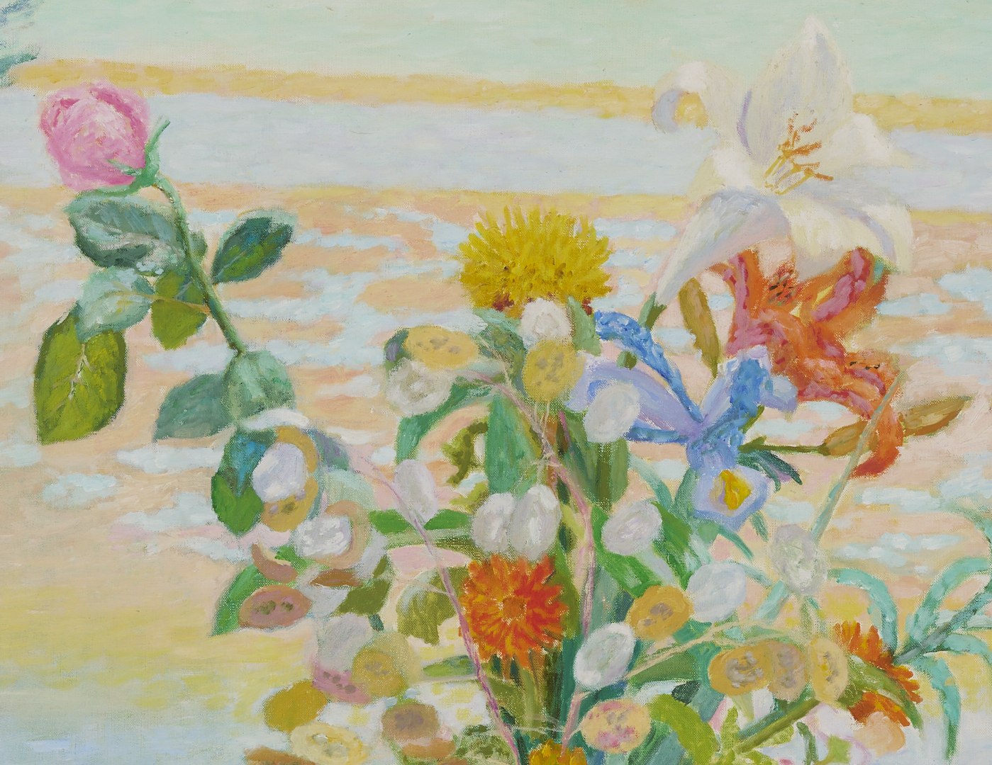 Lot 636: Jean Venitien large O/C, “Bouquet sur la Lagune”