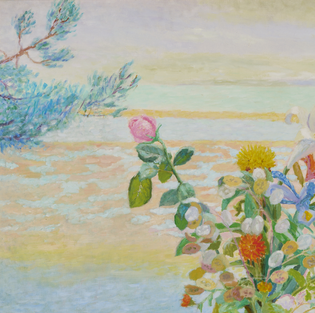 Lot 636: Jean Venitien large O/C, “Bouquet sur la Lagune”