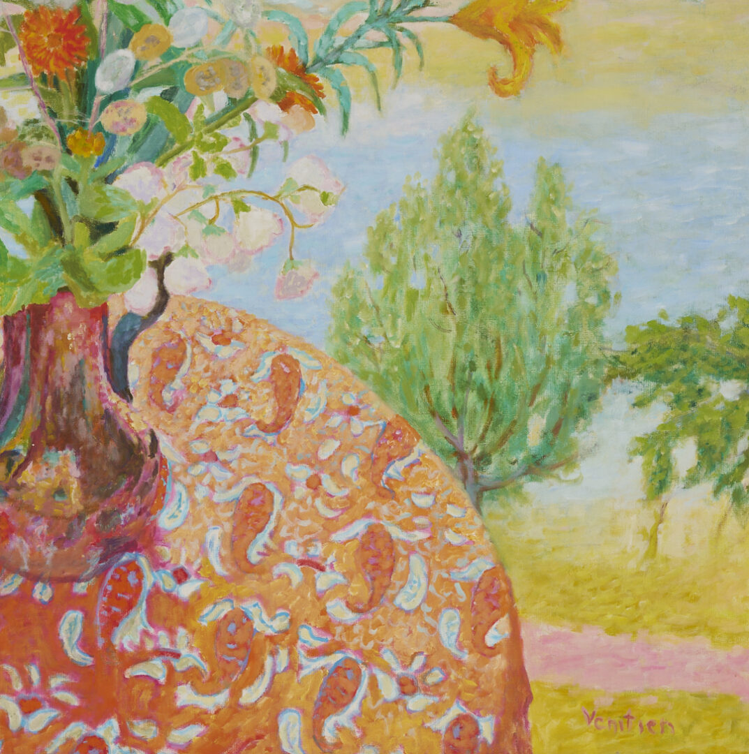 Lot 636: Jean Venitien large O/C, “Bouquet sur la Lagune”