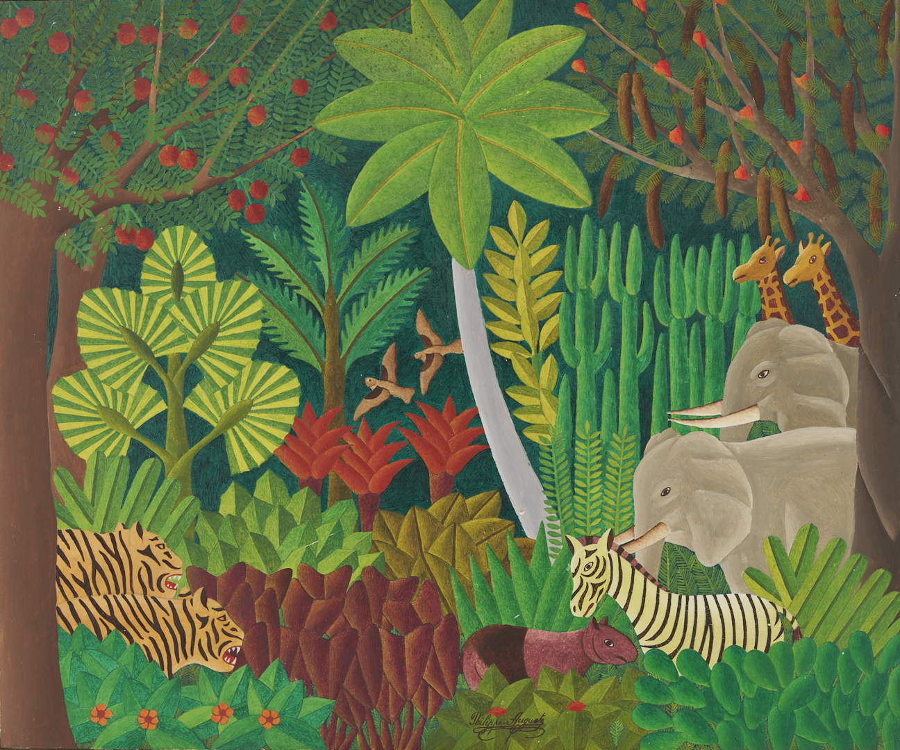 Lot 637: Salnave Philippe-Auguste Haitian Jungle Scene Painting