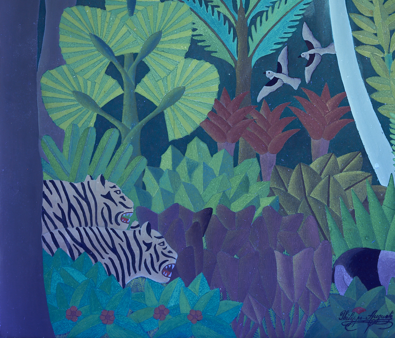 Lot 637: Salnave Philippe-Auguste Haitian Jungle Scene Painting