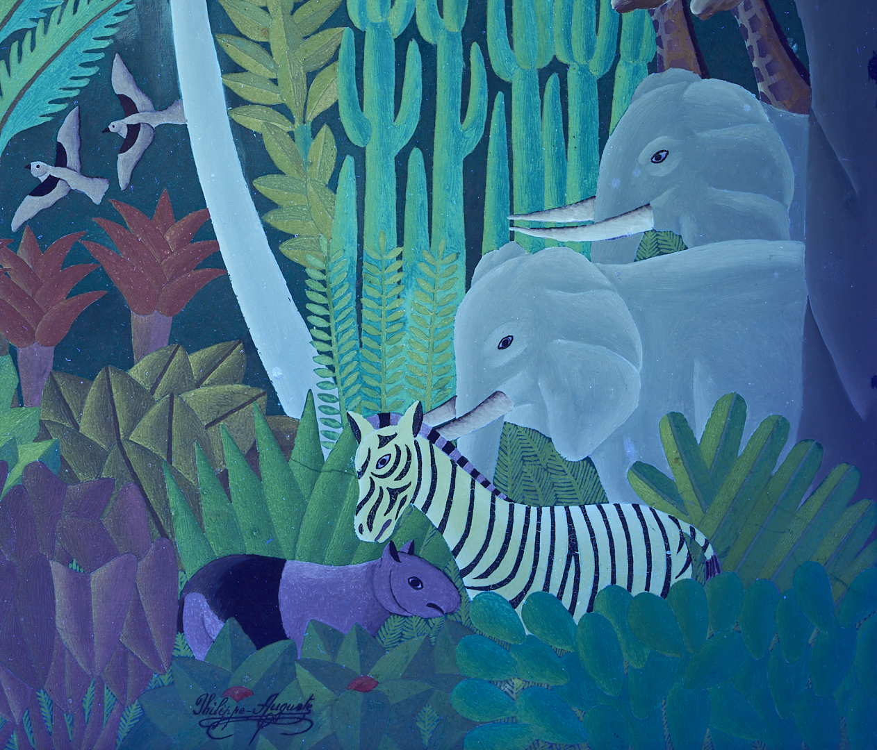 Lot 637: Salnave Philippe-Auguste Haitian Jungle Scene Painting