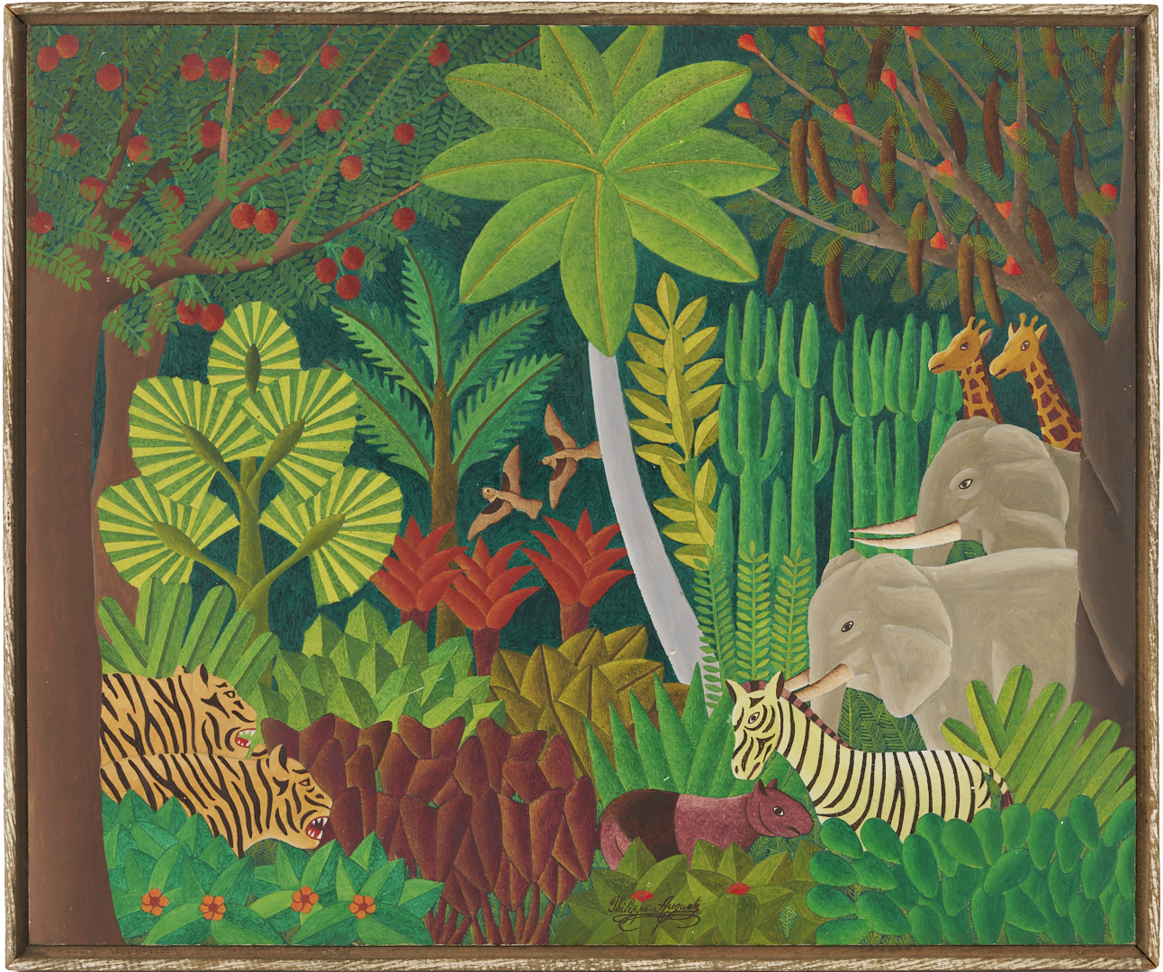 Lot 637: Salnave Philippe-Auguste Haitian Jungle Scene Painting