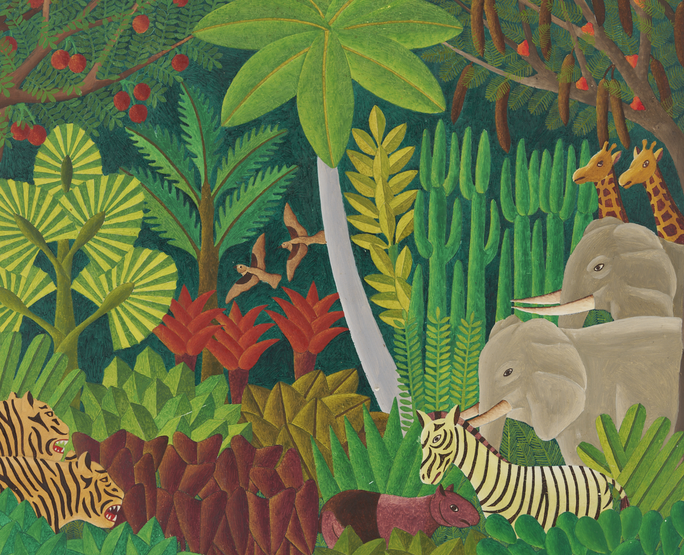 Lot 637: Salnave Philippe-Auguste Haitian Jungle Scene Painting