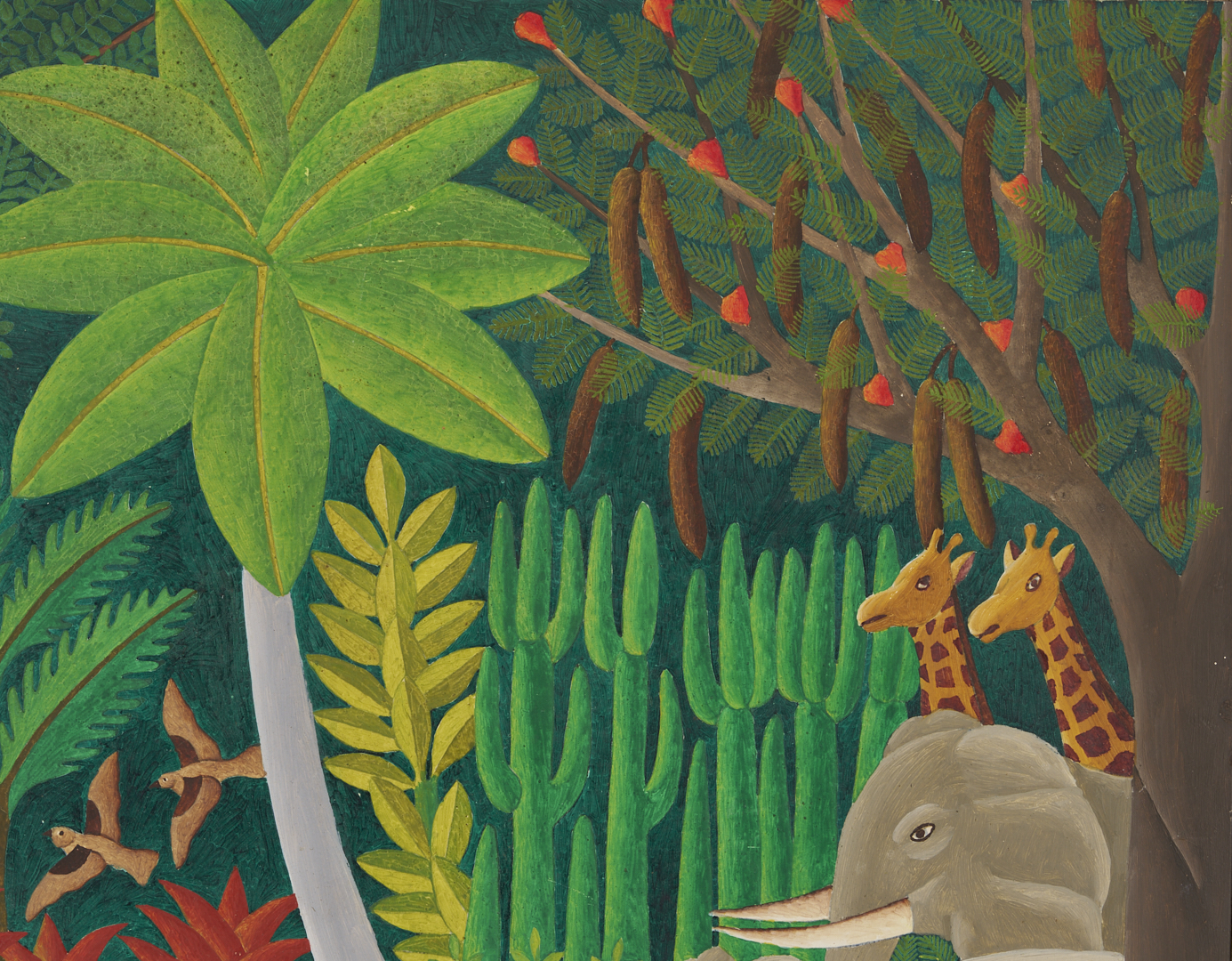 Lot 637: Salnave Philippe-Auguste Haitian Jungle Scene Painting