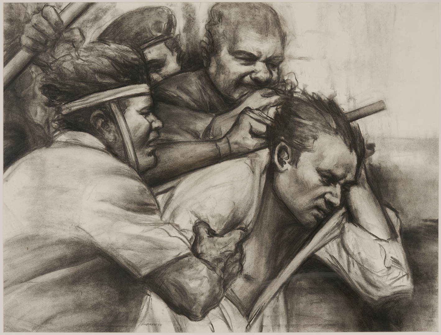 Lot 638: Sidney Goodman Exhibited Drawing, The Beating