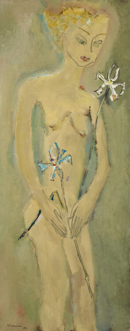 Lot 640: Sterling Strauser O/B Nude, Lady with Two Iris