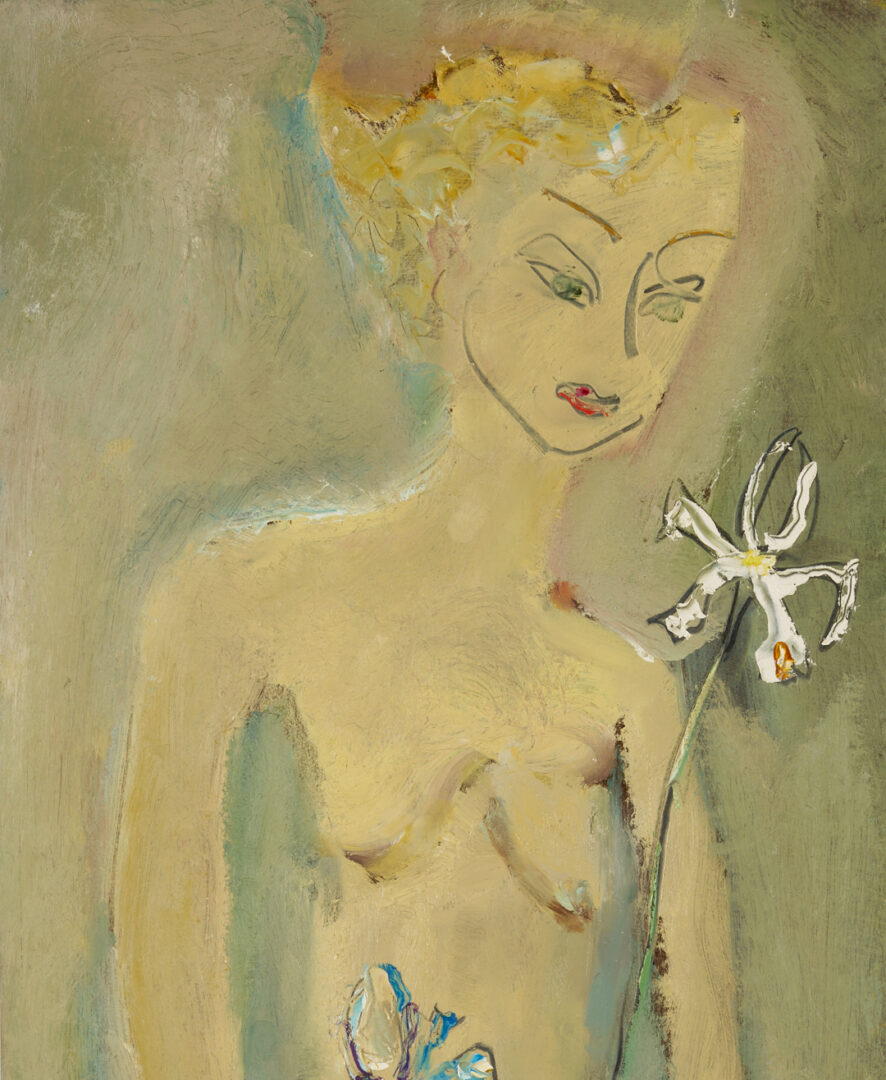 Lot 640: Sterling Strauser O/B Nude, Lady with Two Iris